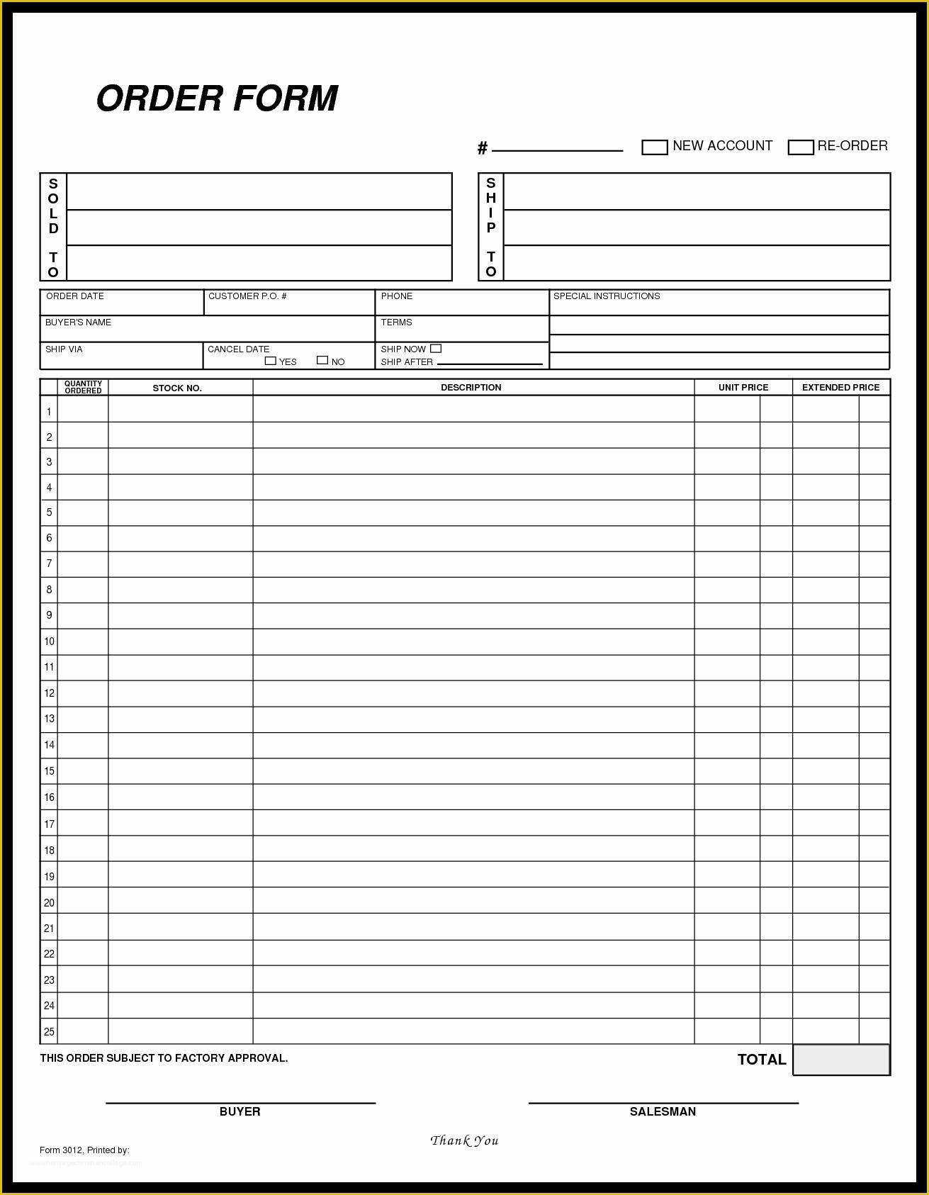 Business forms Templates Free Of Blank order form Template Mughals