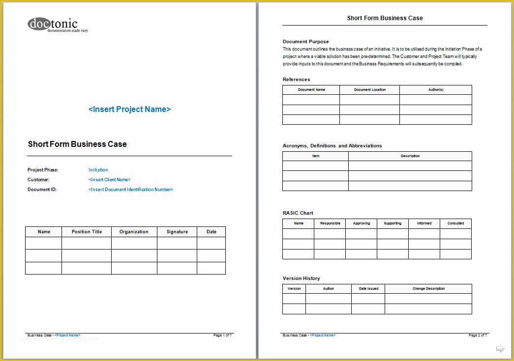 Business forms Templates Free Of Business Case Template