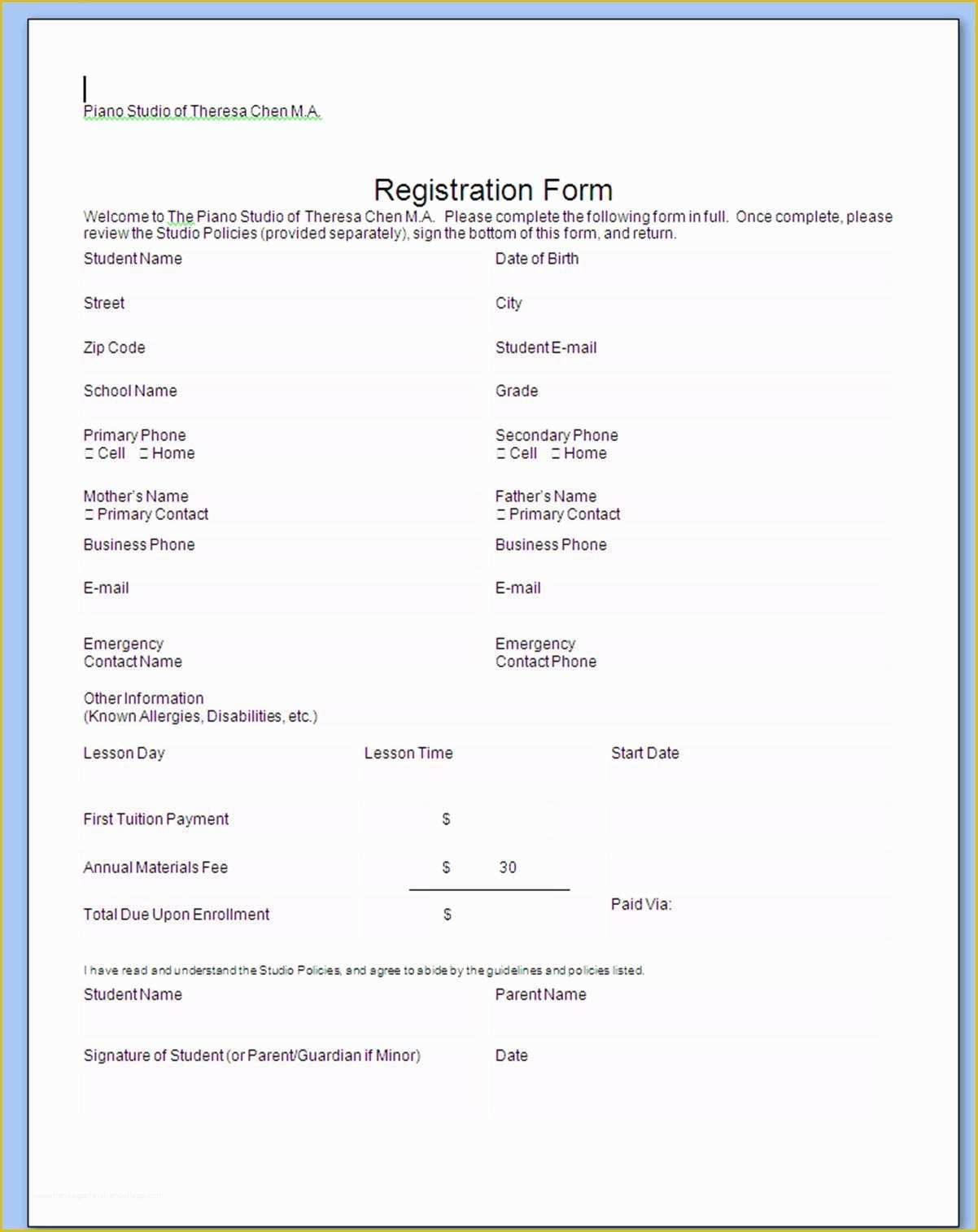 Business forms Templates Free Of Business form Sample