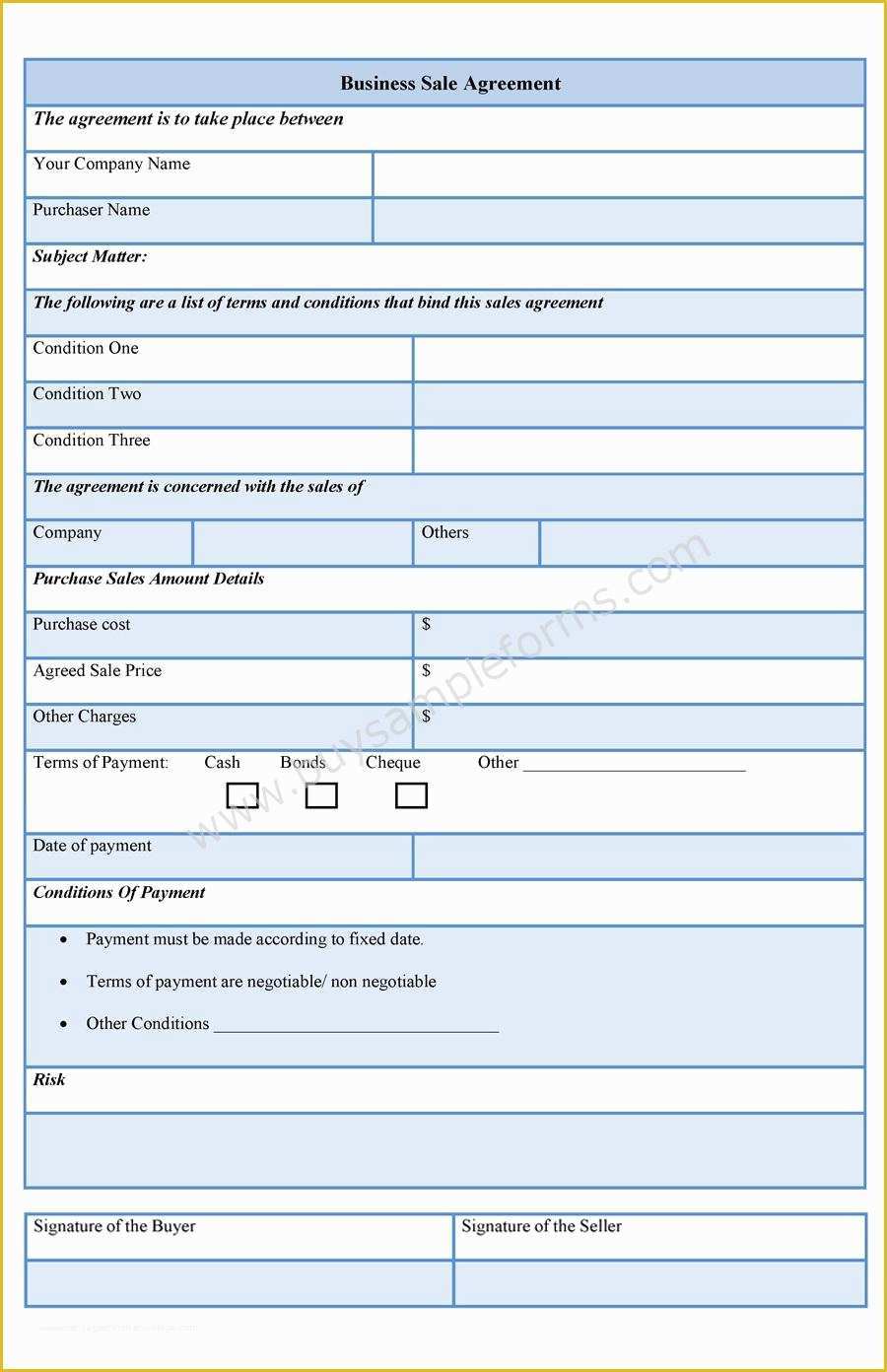 Business forms Templates Free Of Business Sale Agreement form