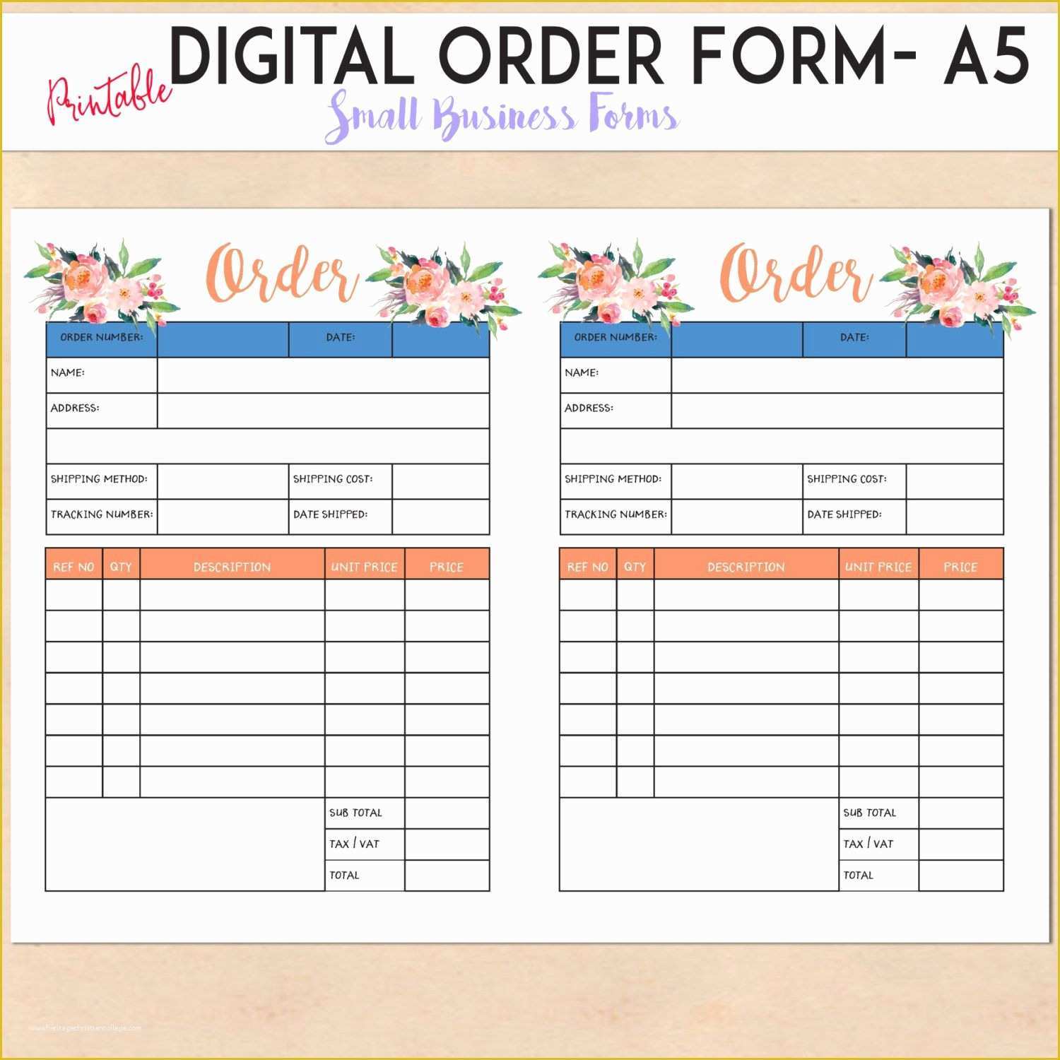 Business forms Templates Free Of Digital order form Printable Template Custom