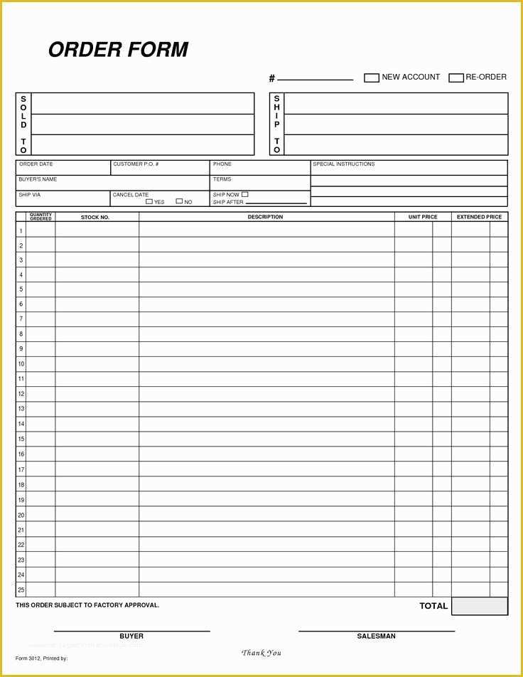 Business forms Templates Free Of Free Blank order form Template