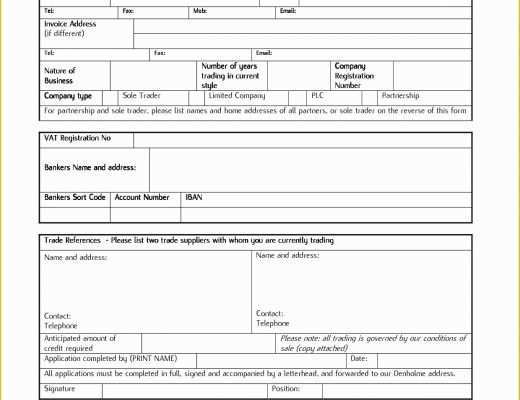 Business forms Templates Free Of Template Business Account Application form Template