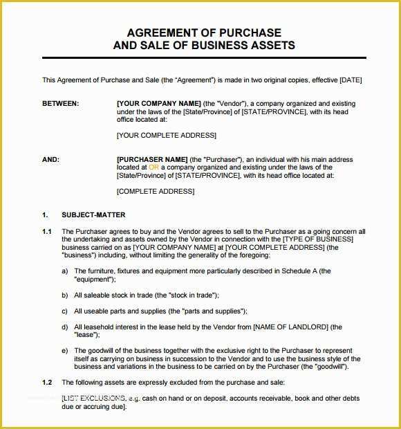 Business Sale Agreement Template Free Download Of 9 Sample asset Purchase Agreements