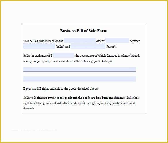Business Sale Agreement Template Free Download Of Business Bill Of Sale 7 Free Word Excel Pdf format