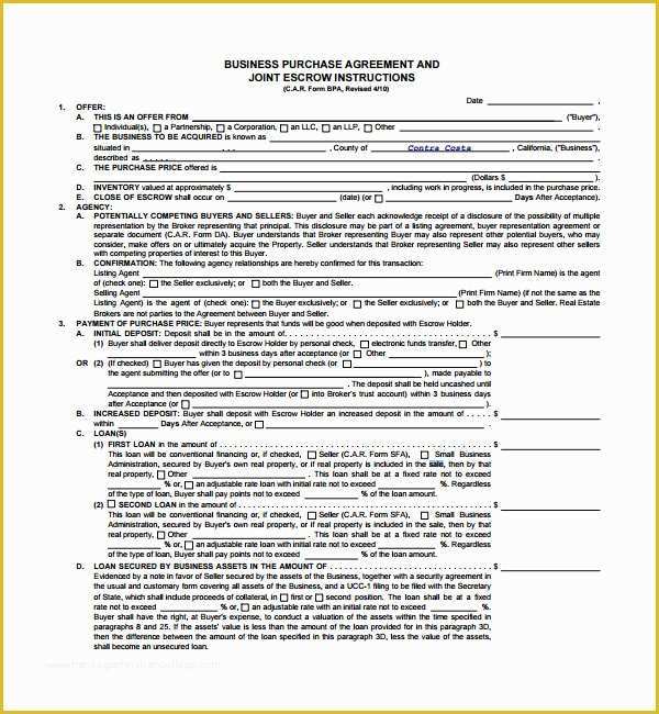 Business Sale Agreement Template Free Download Of Business Sales Agreement