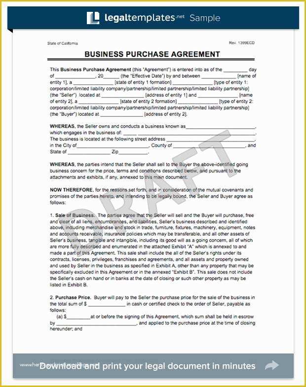 Business Sale Agreement Template Free Download Of Create A Business Purchase Agreement
