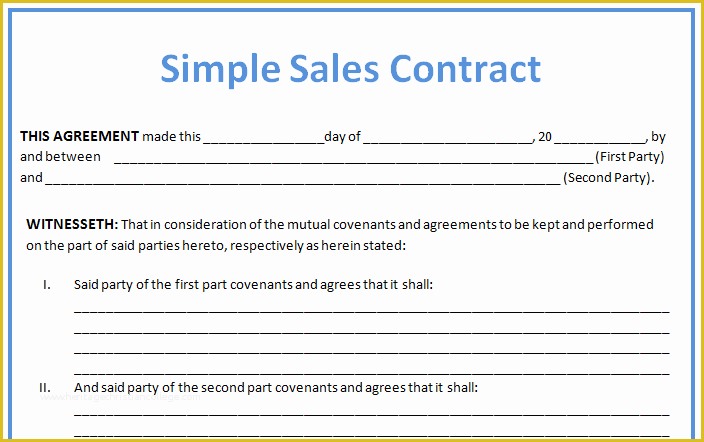 Business Sale Agreement Template Free Download Of Simple Business Contract Example for Sales with Blank