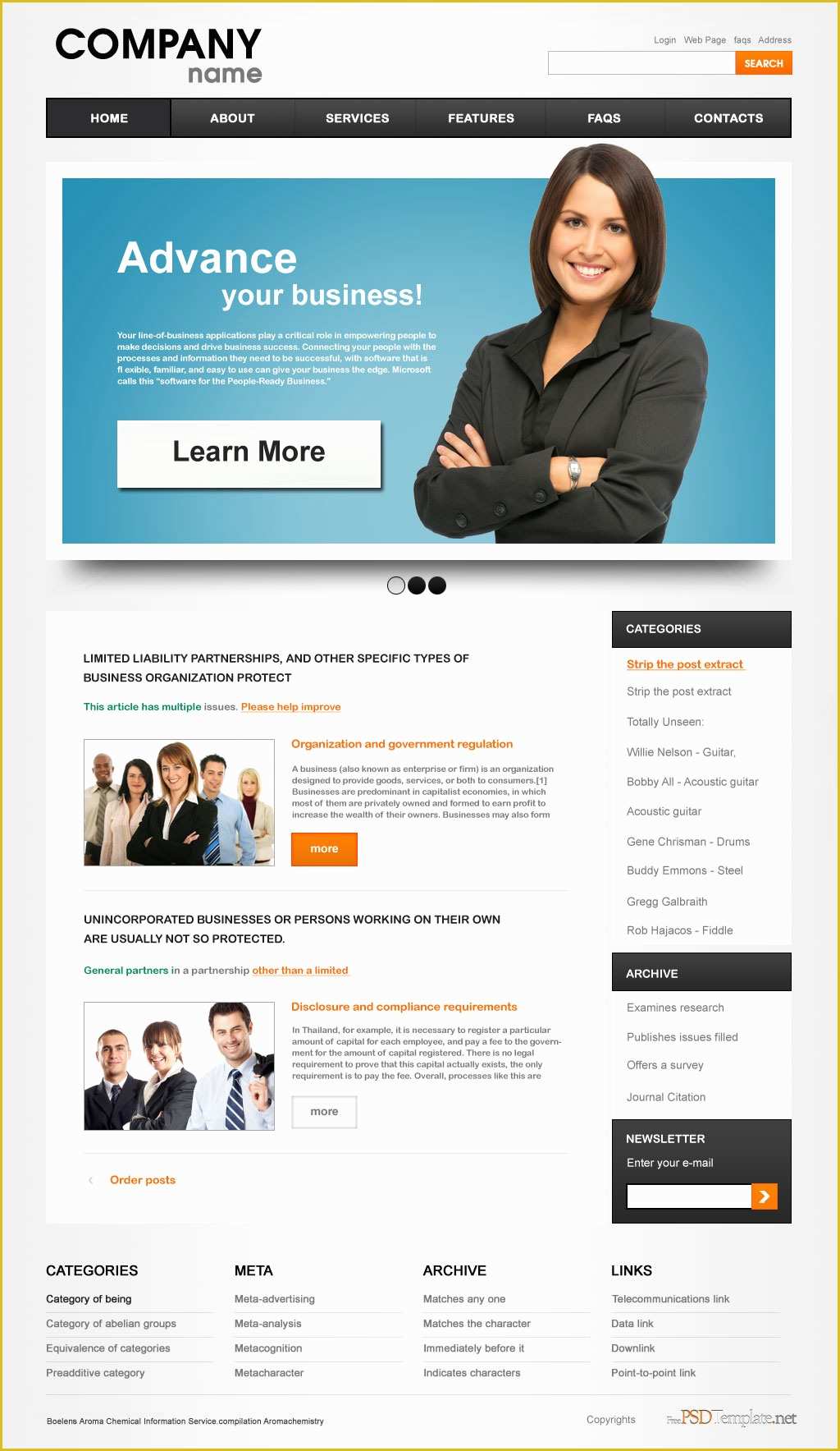 Business Website Templates Free Of Psd Graphics