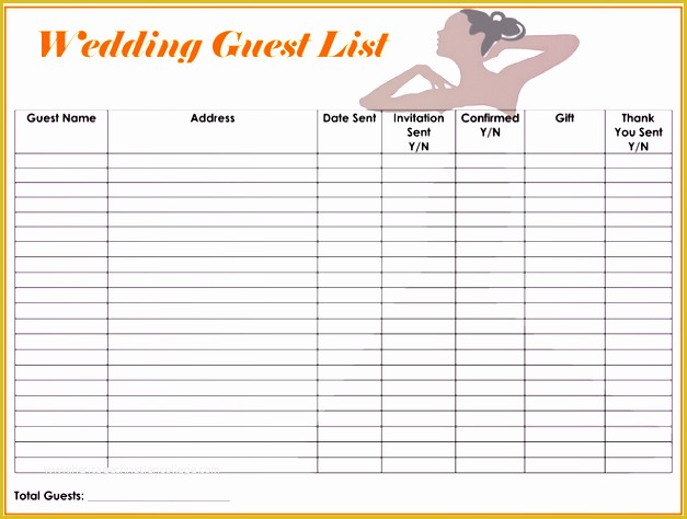 Call Anyone but the Bride Free Template Of 9 Ms Word Wedding Guest List Template Sampletemplatess