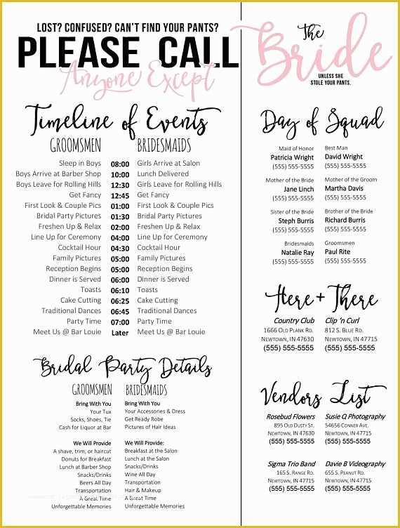 Call Anyone but the Bride Free Template Of Best 25 Wedding Timeline Template Ideas On Pinterest