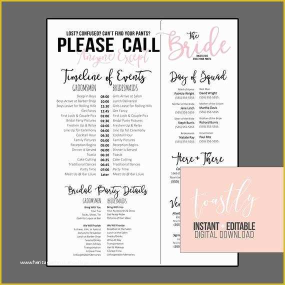 Call Anyone but the Bride Free Template Of Editable Wedding Timeline Call Anyone Except the Bride