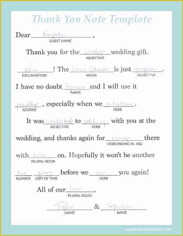 Call Anyone but the Bride Free Template Of Writing thoughtful Personalized Thank You Notes