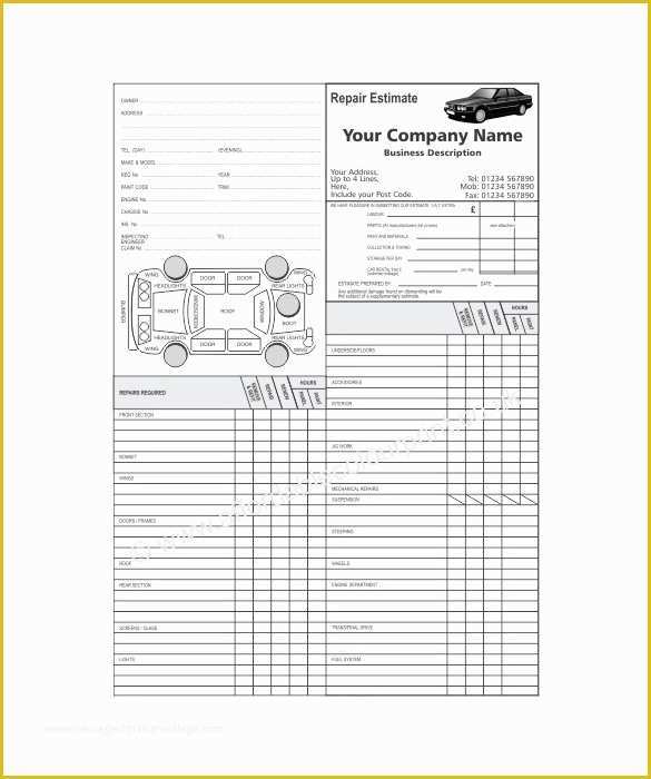 Car Repair Estimate Template Free Of 20 Repair Estimate Templates Word Excel Pdf