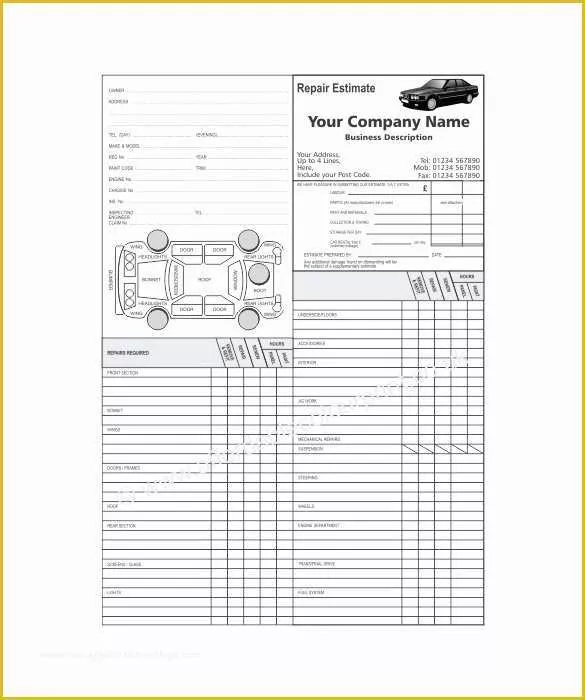 Car Repair Estimate Template Free Of 20 Repair Estimate Templates Word Excel Pdf