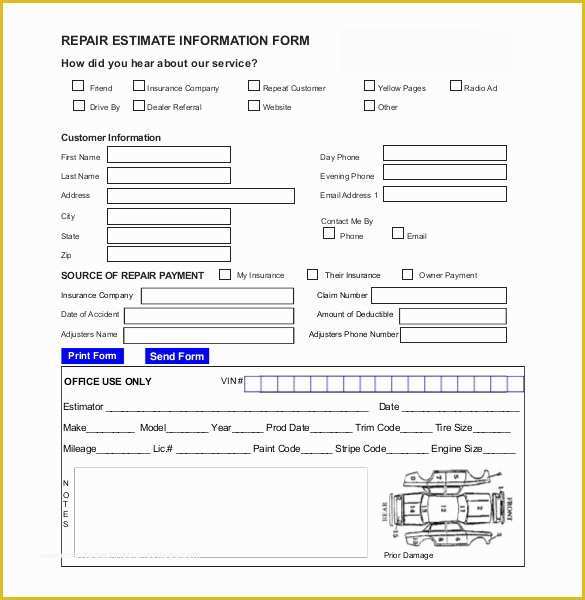 Car Repair Estimate Template Free Of Auto Repair Estimate Template Excel