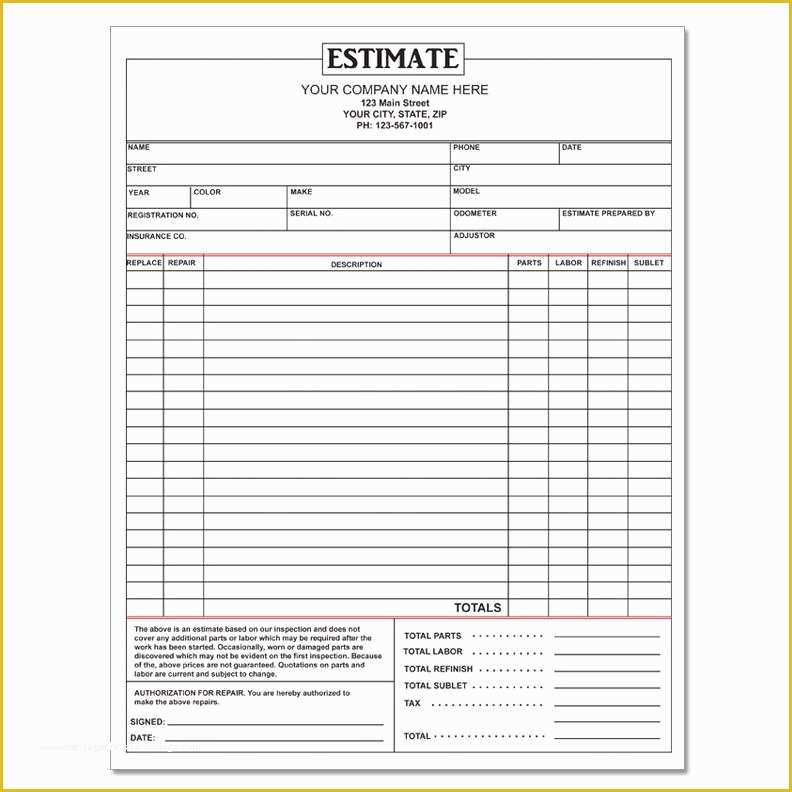 Car Repair Estimate Template Free Of Auto Repair Invoice Work orders Receipt Printing