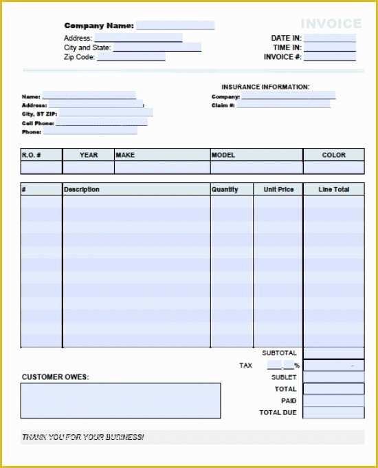 Car Repair Estimate Template Free Of Body Shop Estimate Template Templates Resume Examples