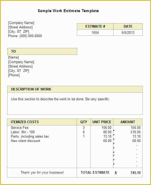 Car Repair Estimate Template Free Of Free Auto Body Repair Estimate forms Template order Excel