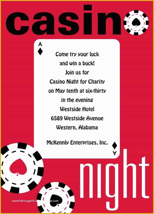 Casino Night Invitation Template Free Of Casino Birthday Party Invitations Ideas – Free Printable