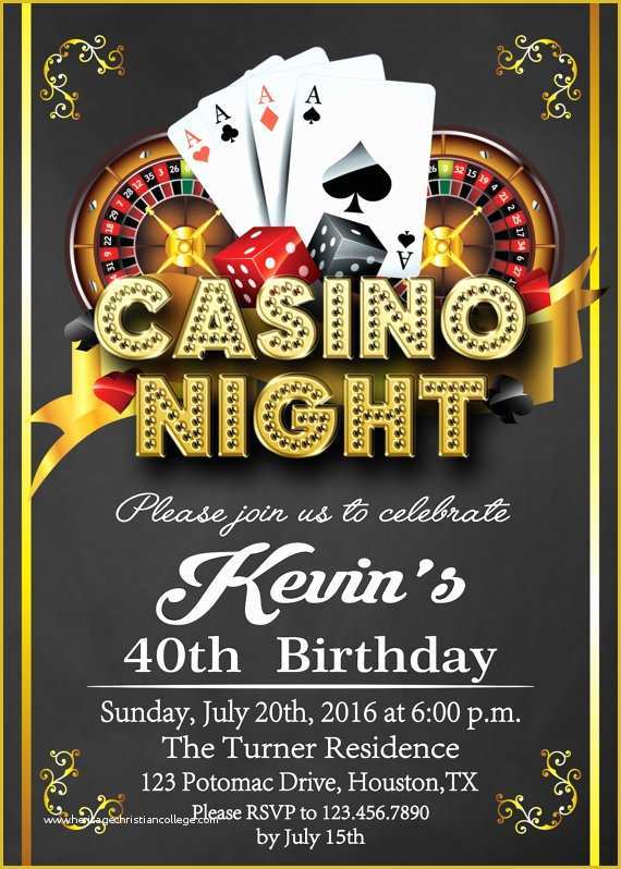 Casino Night Invitation Template Free Of Casino Invitation Casino Party Invitations Casino