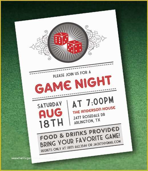 Casino Night Invitation Template Free Of Casino Night Invitation Template with Dice – Download & Print