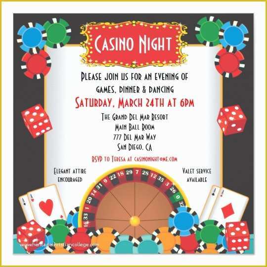 Casino Night Invitation Template Free Of Casino Night Party event Invitation