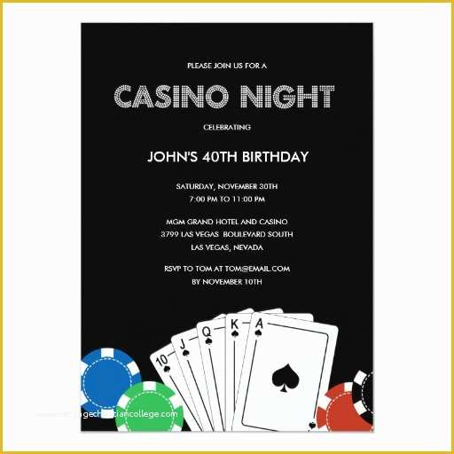 Casino Night Invitation Template Free Of Casino Night Party Invitation