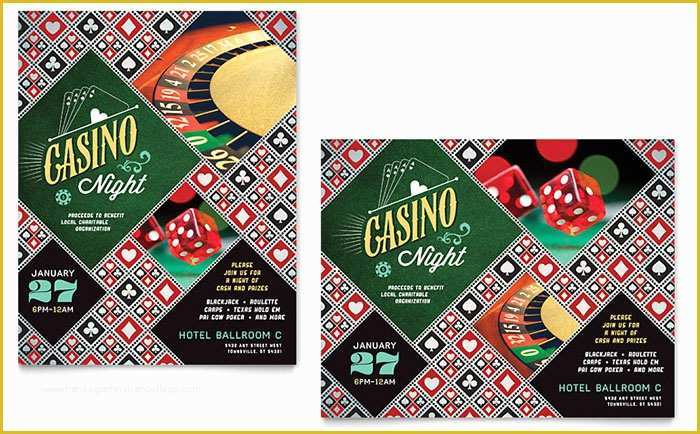 Casino Night Invitation Template Free Of Casino Night Poster Template Design
