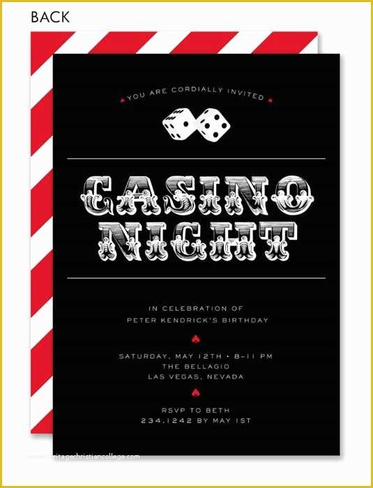 Casino Night Invitation Template Free Of Casino Party Invitations Template