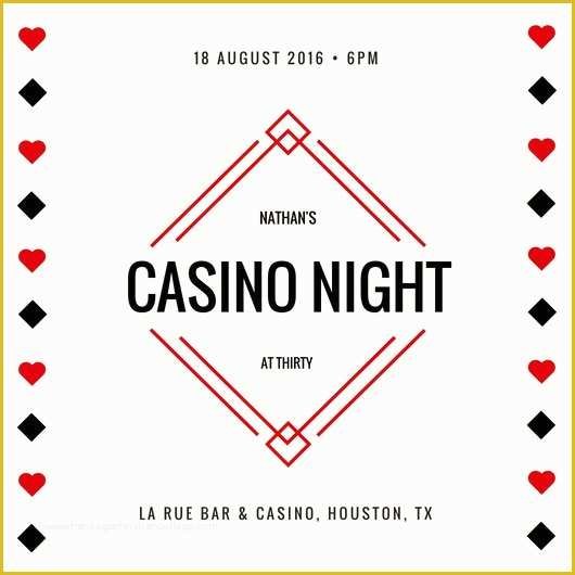 Casino Night Invitation Template Free Of Suits Casino Party Invitation Templates by Canva
