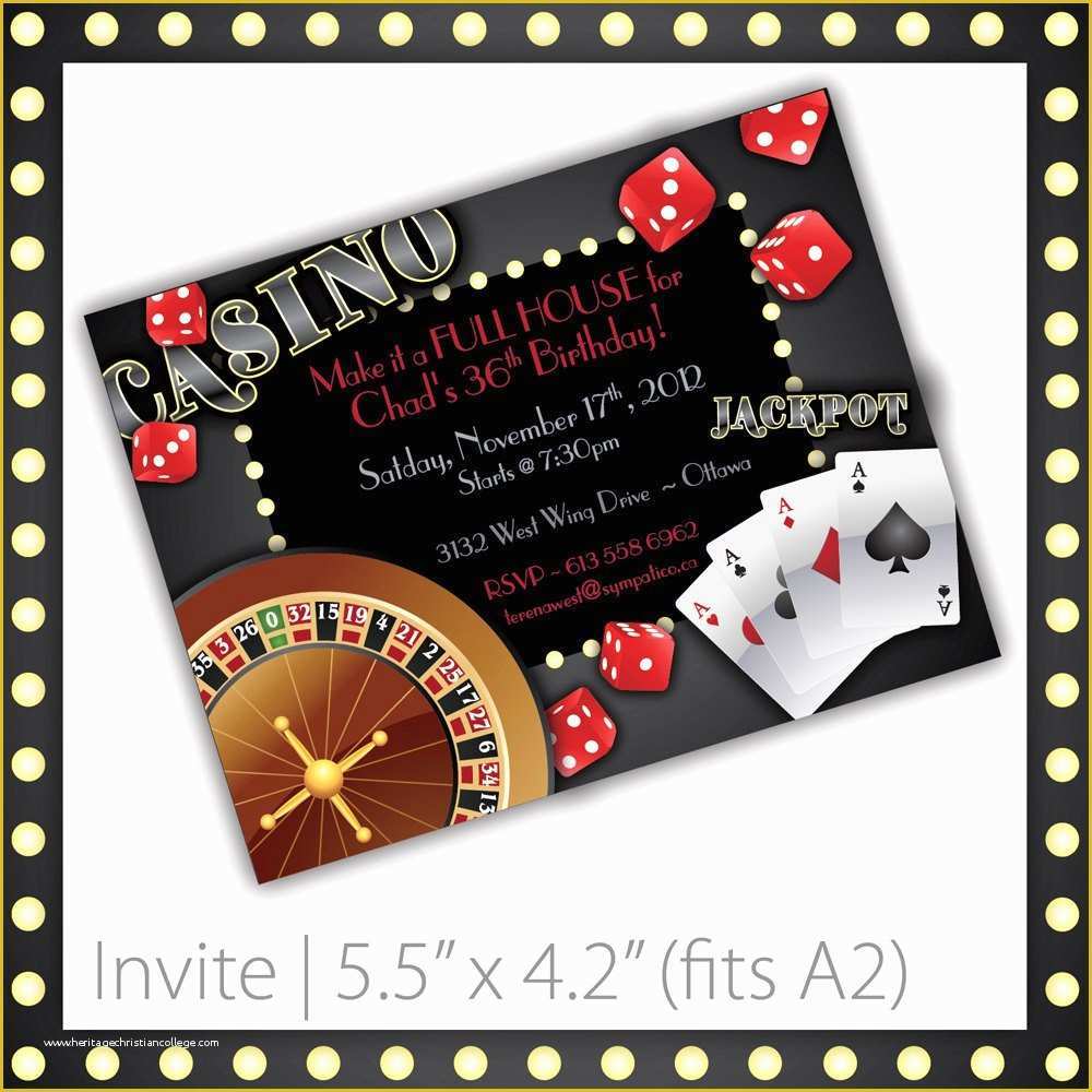 Casino Party Invitations Templates Free Of Casino Birthday Invitation Templates