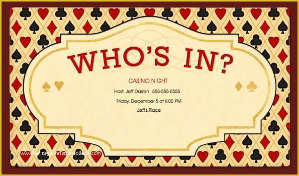 Casino Party Invitations Templates Free Of Casino Birthday Party Evite