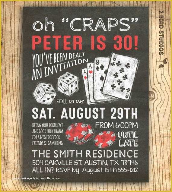 Casino Party Invitations Templates Free Of Casino Invitation for Party Birthday 30th Birthday or