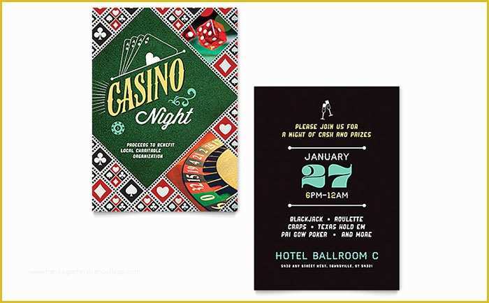 Casino Party Invitations Templates Free Of Casino Night Invitation Template Word & Publisher