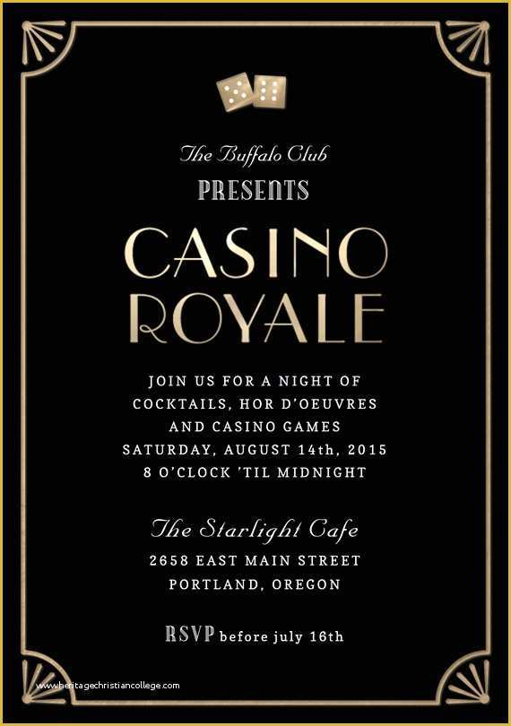 Casino Party Invitations Templates Free Of Casino Royale Invitation Cobypic