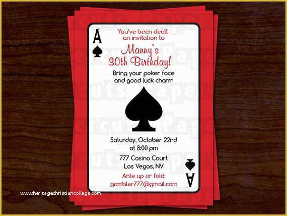 Casino theme Party Invitations Template Free Of Casino Birthday Party Invitations Ideas – Bagvania Free