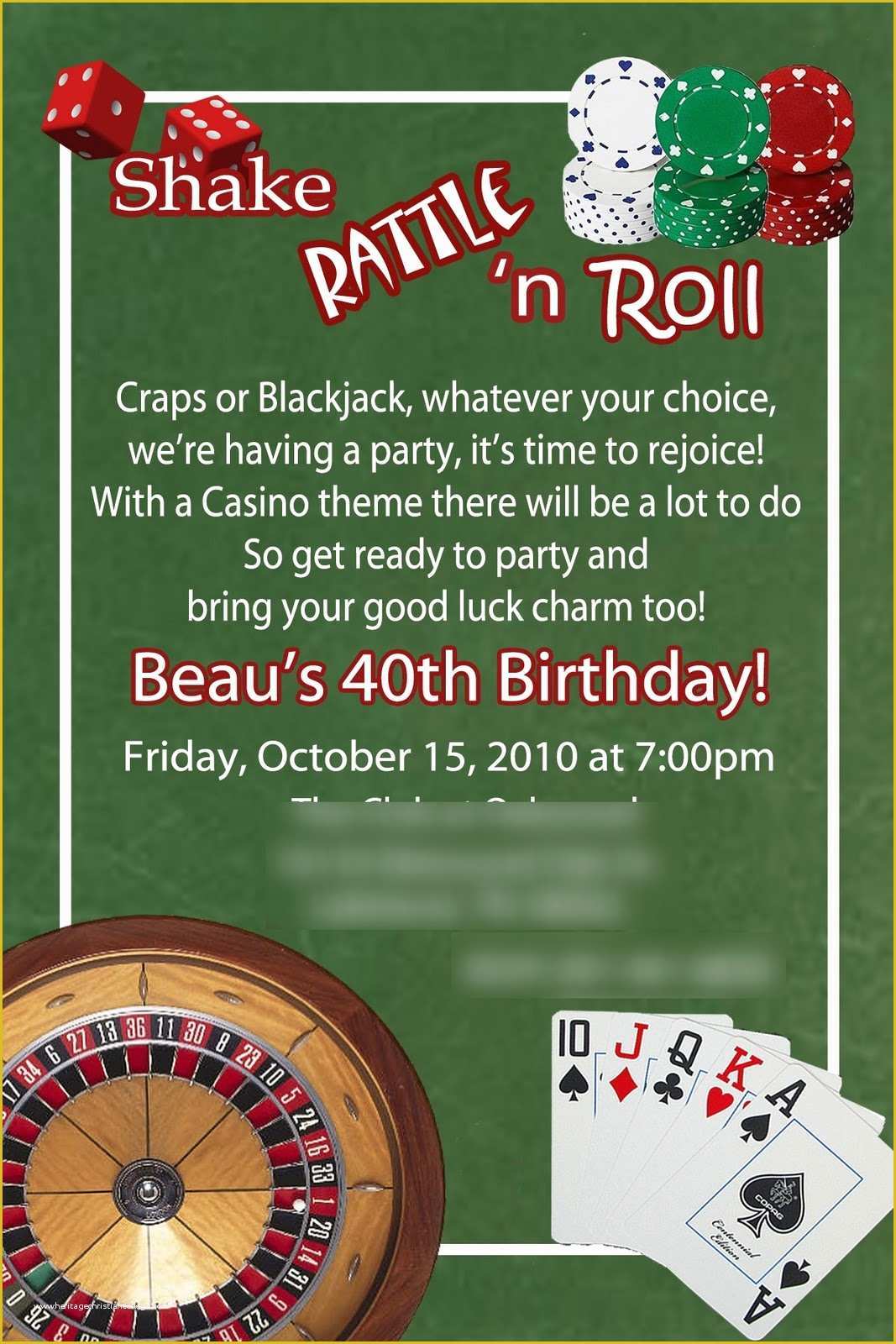 Casino theme Party Invitations Template Free Of Casino Birthday Party Invitations