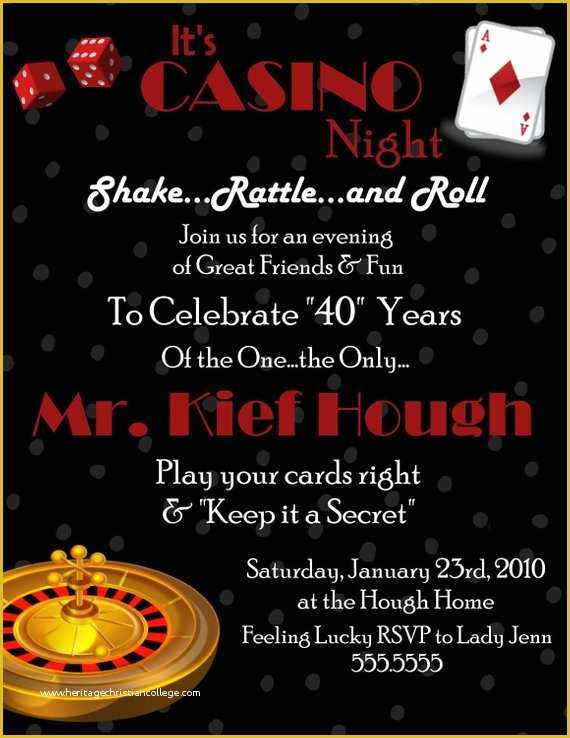 Casino theme Party Invitations Template Free Of Casino Digital Birthday Invitation