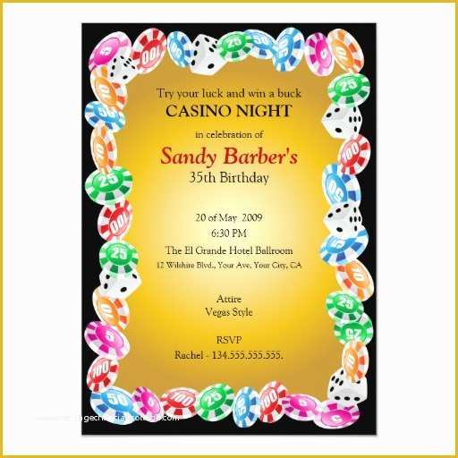 Casino theme Party Invitations Template Free Of Casino Night Birthday Party Invitation Template