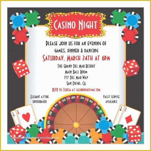 Casino theme Party Invitations Template Free Of Casino Night Invitation Template Free Fresh Casino Party