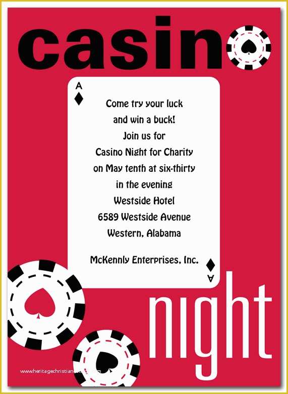 Casino theme Party Invitations Template Free Of Casino Night Party Invitations by Invitation Consultants