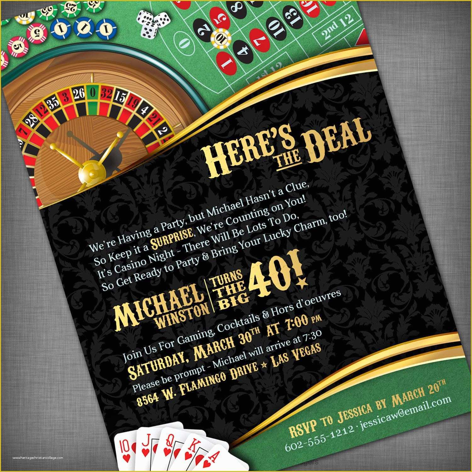 Casino theme Party Invitations Template Free Of Casino theme Invitation for Birthday Party Casino Game