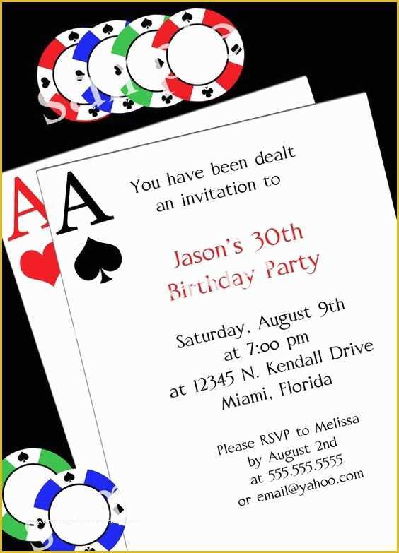 Casino theme Party Invitations Template Free Of Poker Party Invitation Diy Printable Party Invitation