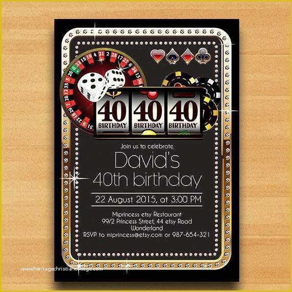 Casino theme Party Invitations Template Free Of Poker Playing Card Gold Birthday From Miprincess On Etsy
