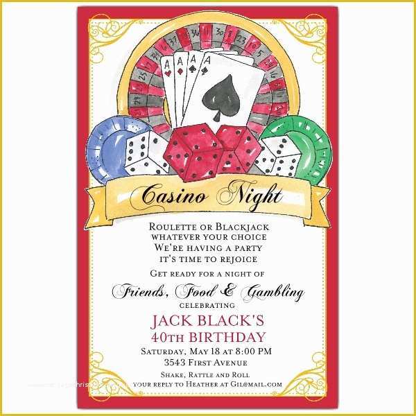 Casino theme Party Invitations Template Free Of themed Birthday Party Invitations Blank