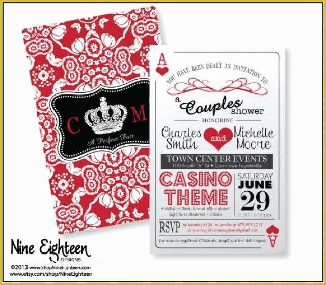 Casino theme Party Invitations Template Free Of Trendy "casino theme" Couple S Shower Invitation 2sided