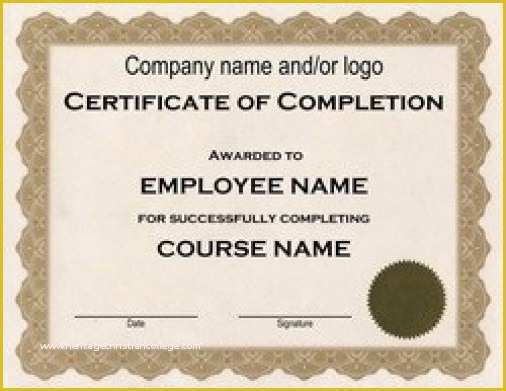 Certificate Of Completion Template Free Download Of 37 Free Certificate Of Pletion Templates In Word Excel Pdf