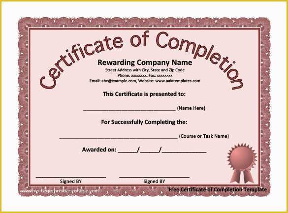 Certificate Of Completion Template Free Download Of 38 Pletion Certificate Templates Free Word Pdf Psd