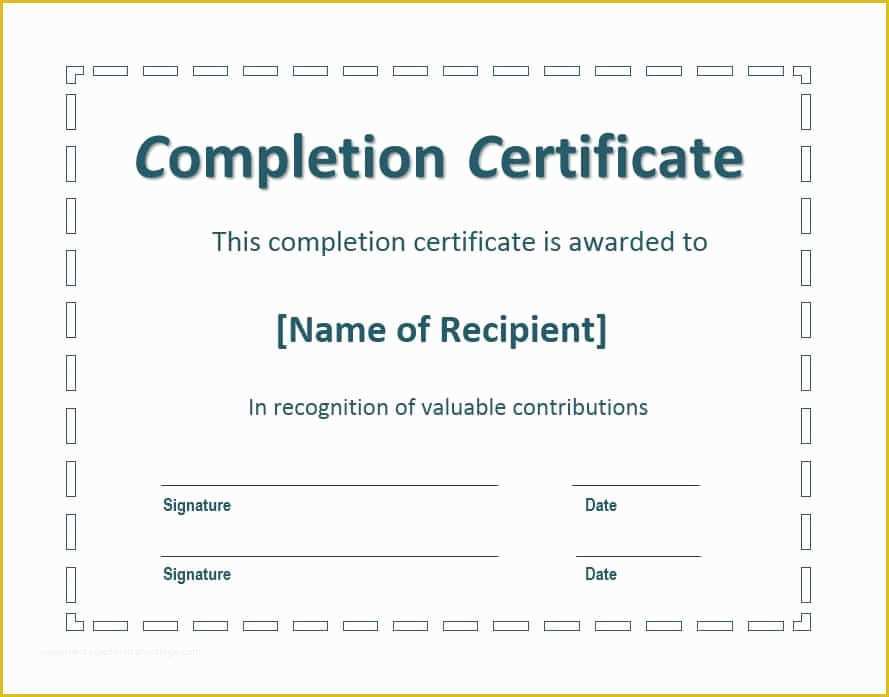 Certificate Of Completion Template Free Download Of 40 Fantastic Certificate Of Pletion Templates [word